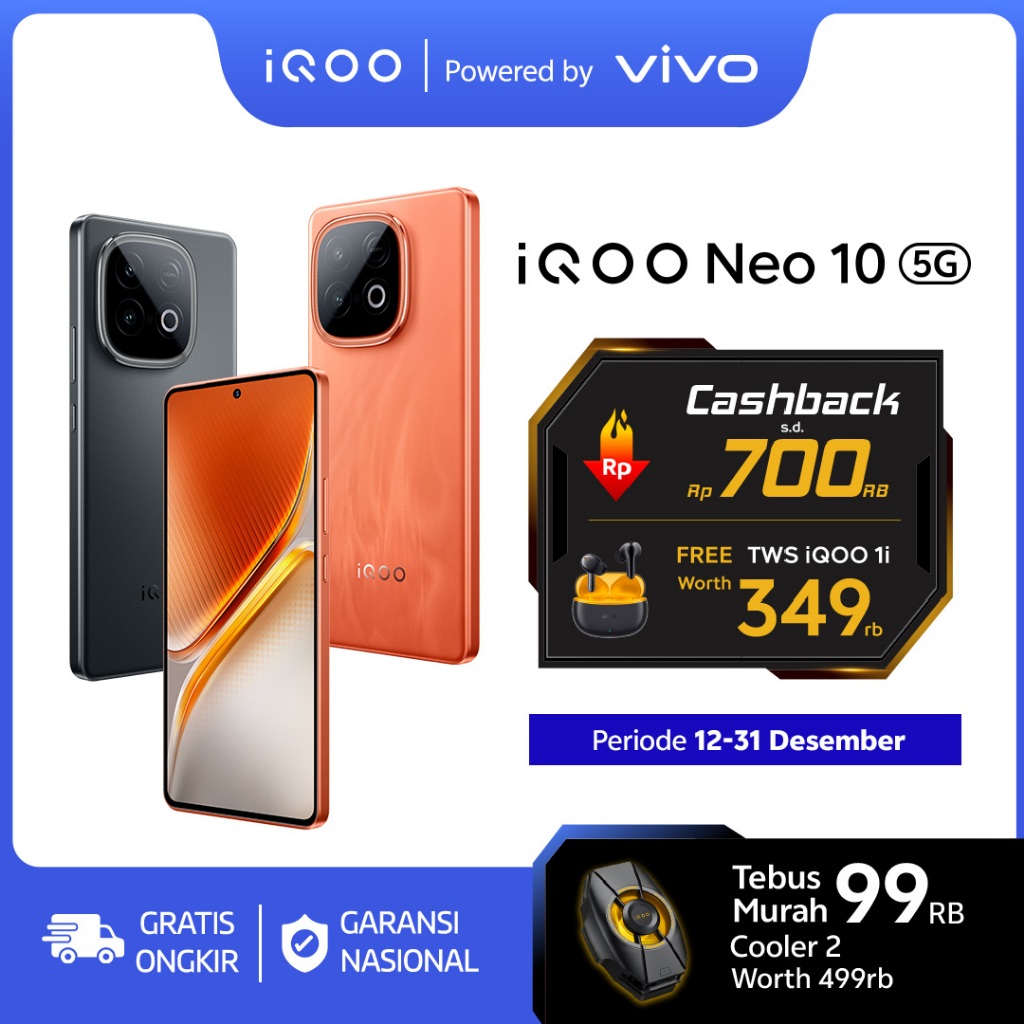 [NEW LAUNCH] vivo iQOO Neo 10, 1st Snapdragon 8s Gen 4 + Q1 (Dual Chipset), 7K VC Cooling System, 70
