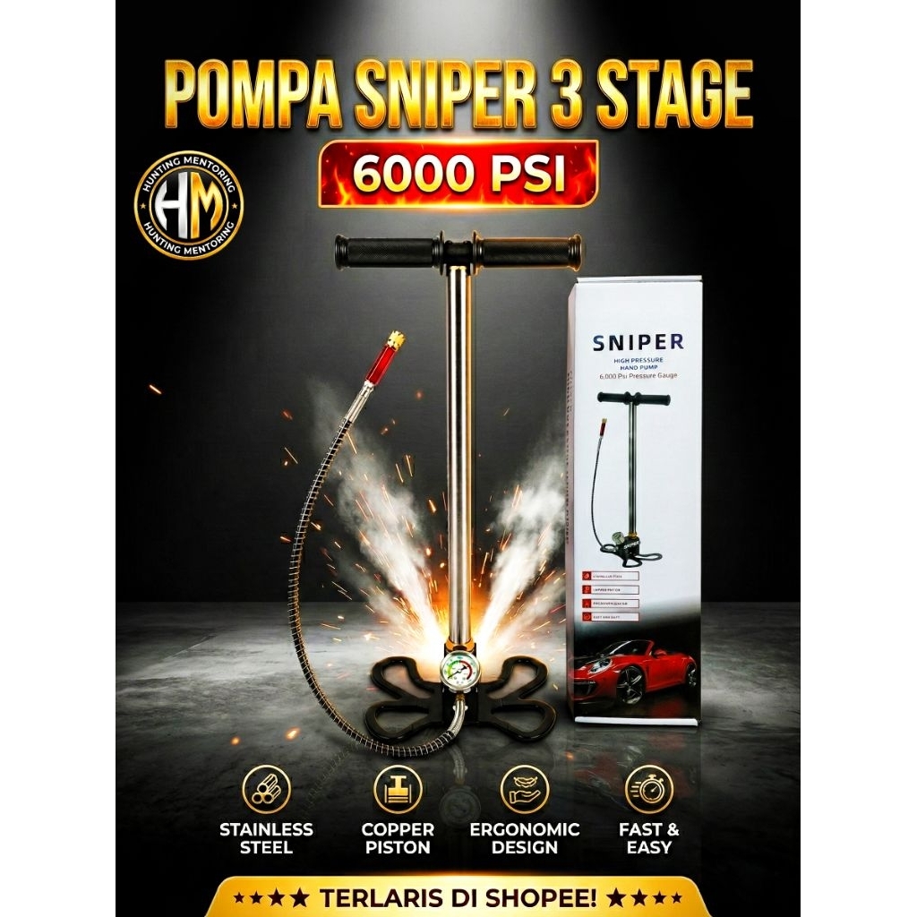 Pompa Pcp Sniper 3 stage, Pompa Butterfly Sniper, pompa sniper 3 stage, Pompa pcp 6000 PSI , pompa k