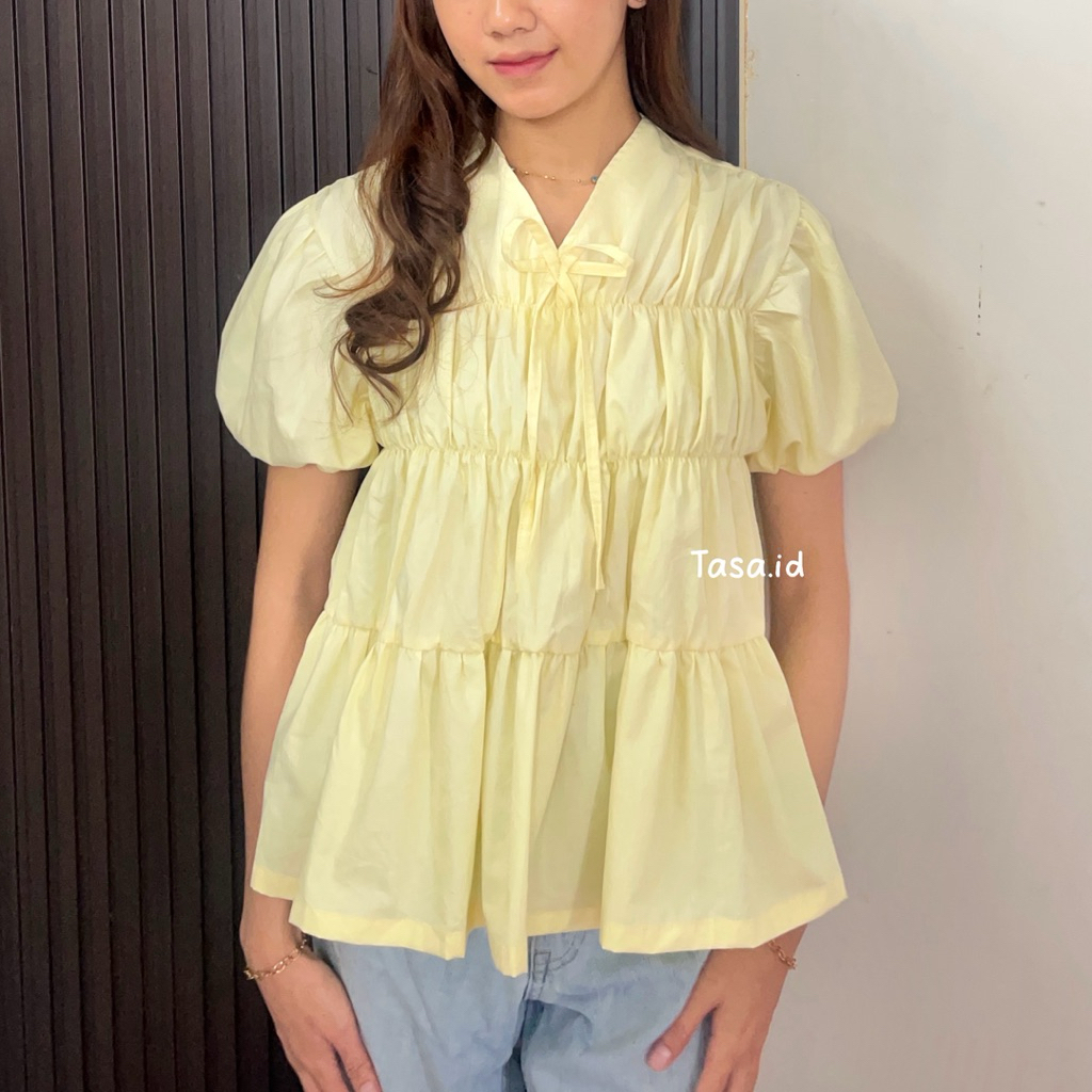 Tasa.id | Selina Blouse Kerut Dada Korean Style | Atasan Wanita Kekinian