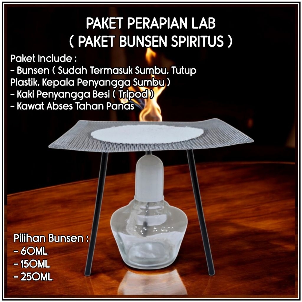 PAKET PEMANAS LABORATORIUM / PAKET PERAPIAN LABORATORIUM ( PAKET BUNSEN + KAKI PENYANGGA  + KAWAT KA