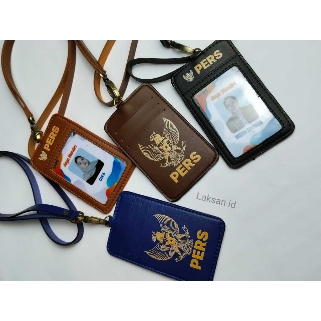 Tempat Id Card PERS Kulit / Id Card Holder Pers Wartawan Gantung / name tag pers wartawan tali kulit