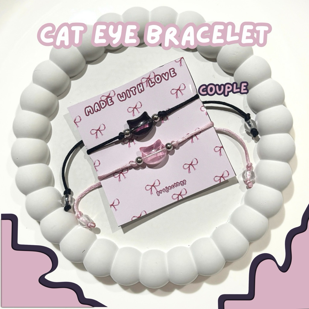 Gelang Cat Eye Bracelet / Gelang Tali Manik Serut  Cat Eye / Gelang Serut Kucing