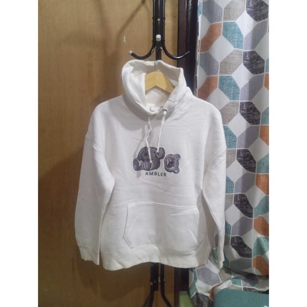 Boxy Ambler-Jaket Hoodie Brand Ambler Unisex Warna Putih