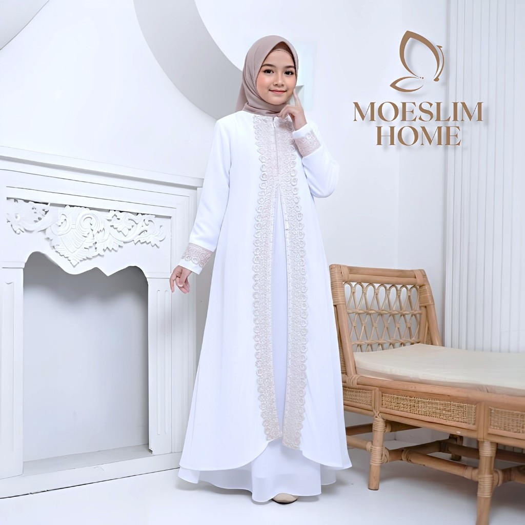 GAMIS ANAK PEREMPUAN REMAJA TANGGUNG 8-16 TAHUN BAJU MUSLIM LEBARAN CERUTY BABYDOLL MIX RENDA BISA C