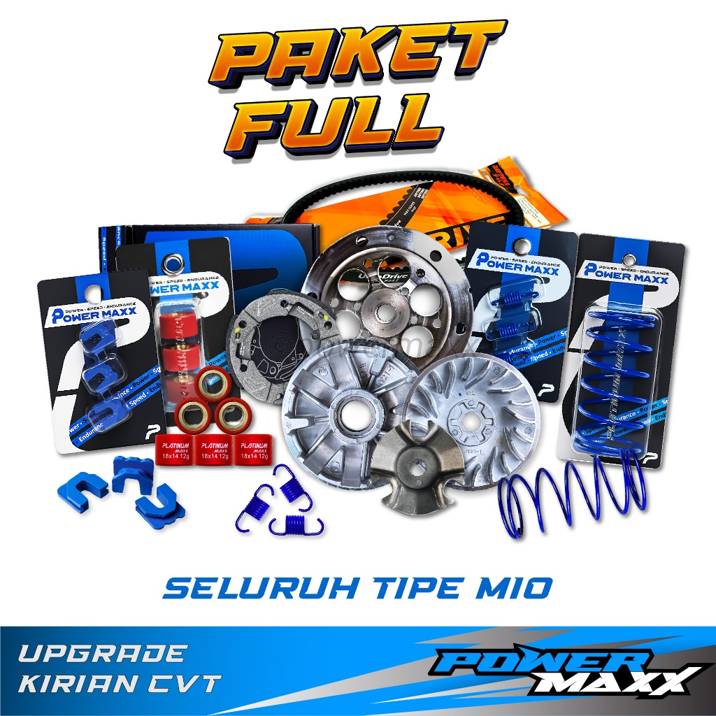 PAKET FULL UPGRADE KIRIAN CVT mio j m3 smile soul z s gear gt 115 125 karburator karbu fi racing - P