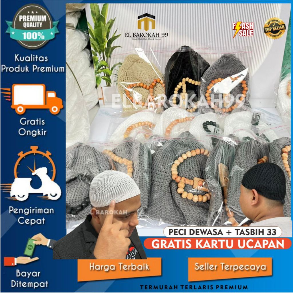 ELBAROKAH99 Peci Haji Madinah / Peci Putih /Peci Putih Madinah / Peci Madinah Peci Haji