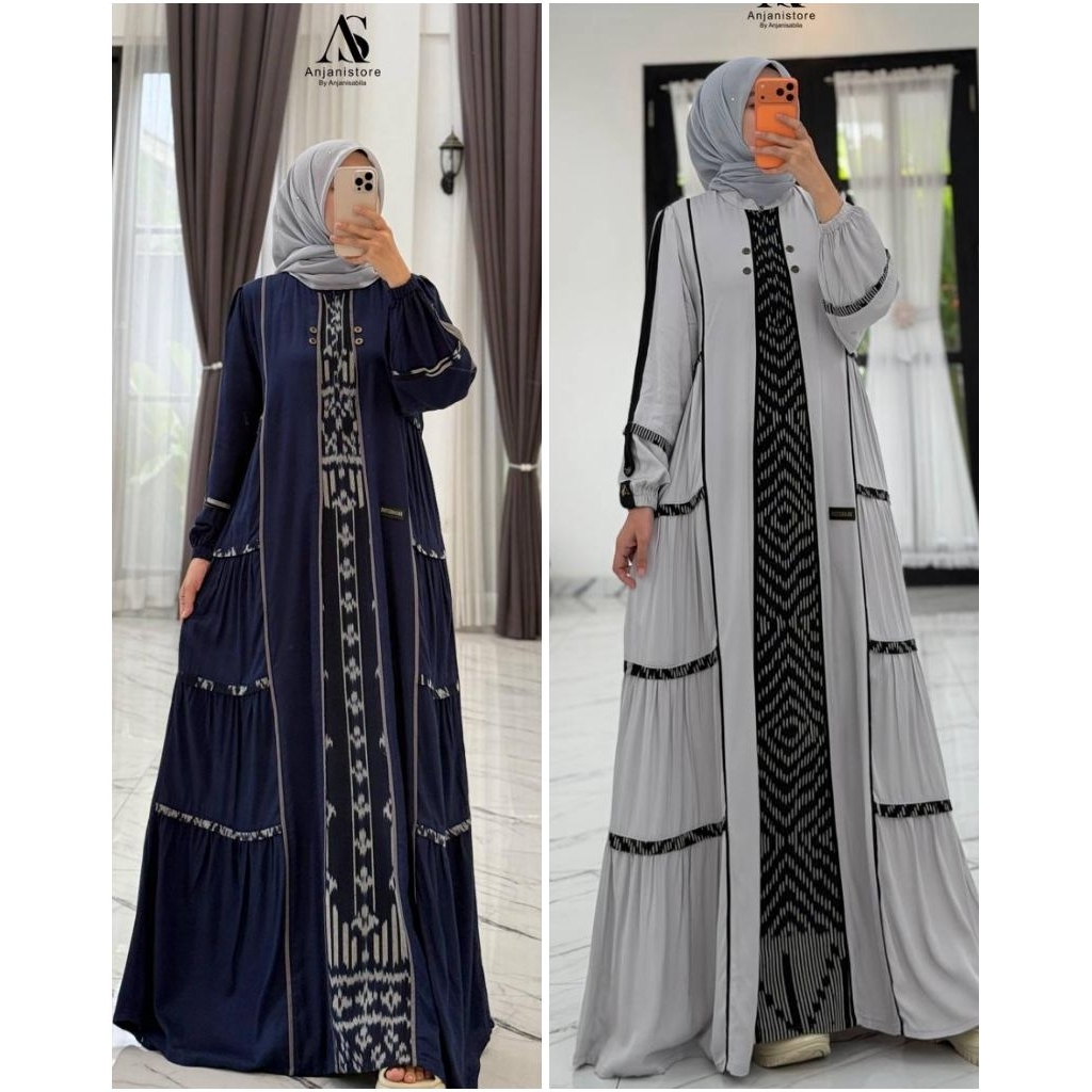 Gamis Twill uniqlo mix etnik Anjanistore