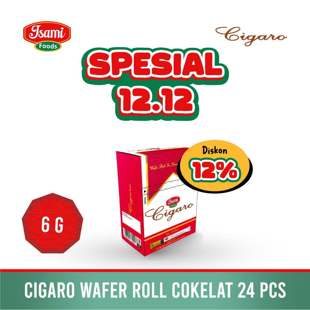 Cemilan Enak Cigaro Wafer Roll Isi Krim Cokelat 6 gr x 24 pcs