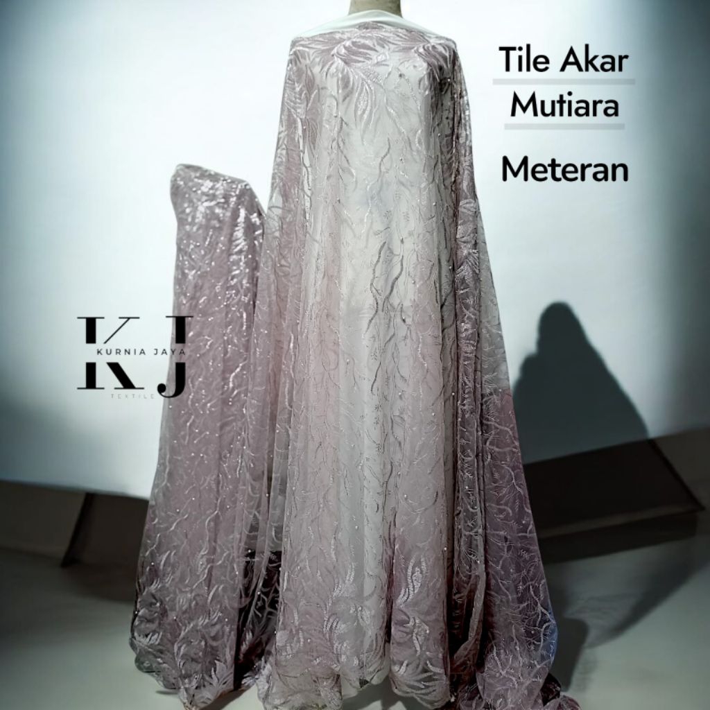 PROMO Tile Akar Mutiara Bahan Brukat Brokat Tille Mutiara gliter Bahan Kebaya Tulle Salur Premium Ka