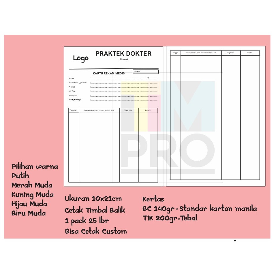 Kartu Pasien Rekam Medis Custum