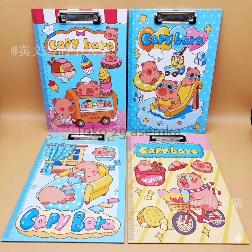 PAPAN JALAN UJIAN KARAKTER CAPYBARA MN-2136 CLIPBOARD ALAT TULIS MOTIF UNIK ATK ANAK SEKOLAH GROSIR