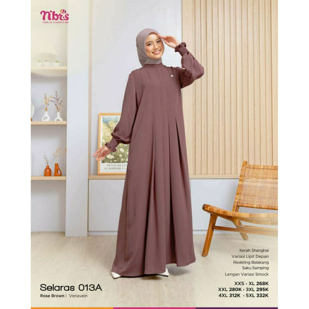 SELARAS 013A GAMIS NIBRAS/ GAMIS TERBARU NIBRAS/ OUTFIT MUSLIMAH/ FASHION MUSLIM/ GAMIS SYARI NIBRAS