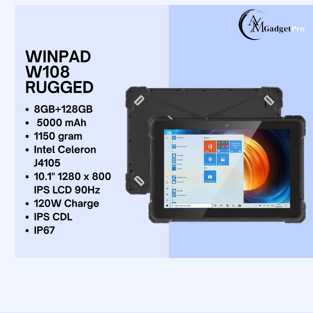 WinPad W108 Rugged Tablet 4G* RAM 8 GB + ROM 128 GB Windows 11 PRO 10.1 HD 5000mAh