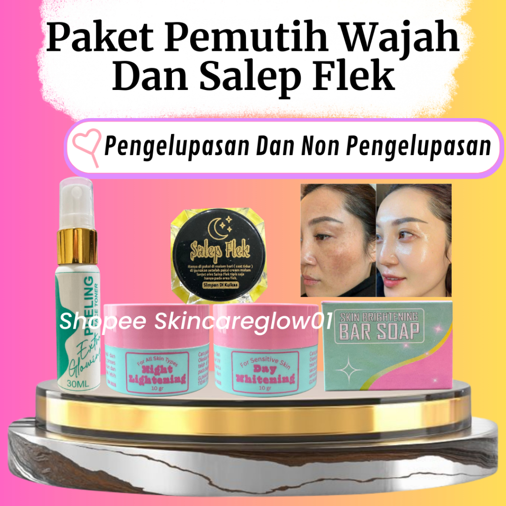 Paket Pemutih Wajah Untuk Flek Wajah Dan Salep Flek Wajah Dosting Jerawat Flek Hitam Whitening Glow