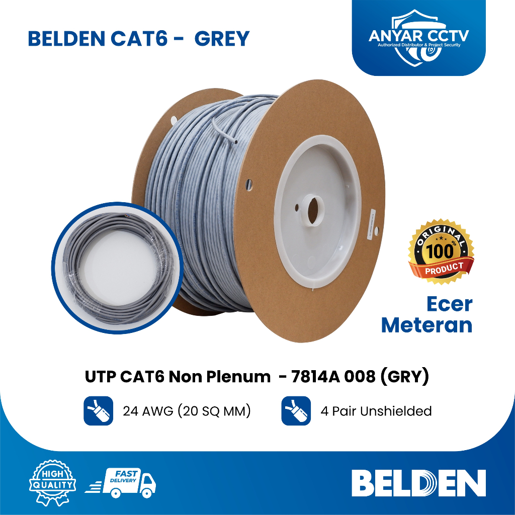 KABEL LAN UTP CAT6 BELDEN USA / CAT6 ECER METERAN / BELDEN UTP CAT6 GREY