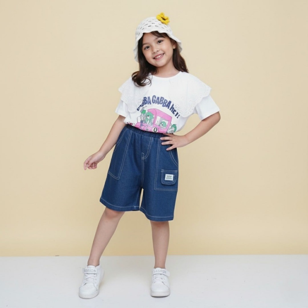 CHAYA GIRL SET Setelan Set Kaos Anak Korean Style Teenager Remaja Perempuan Kaos Lengan Pendek Celan