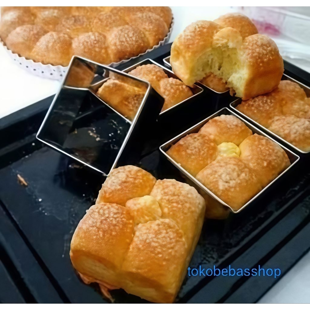 12 pcs Ring Roti kotak burger Cetakan Stainles Cookie Cutter Cake Cromboloni Bomboloni