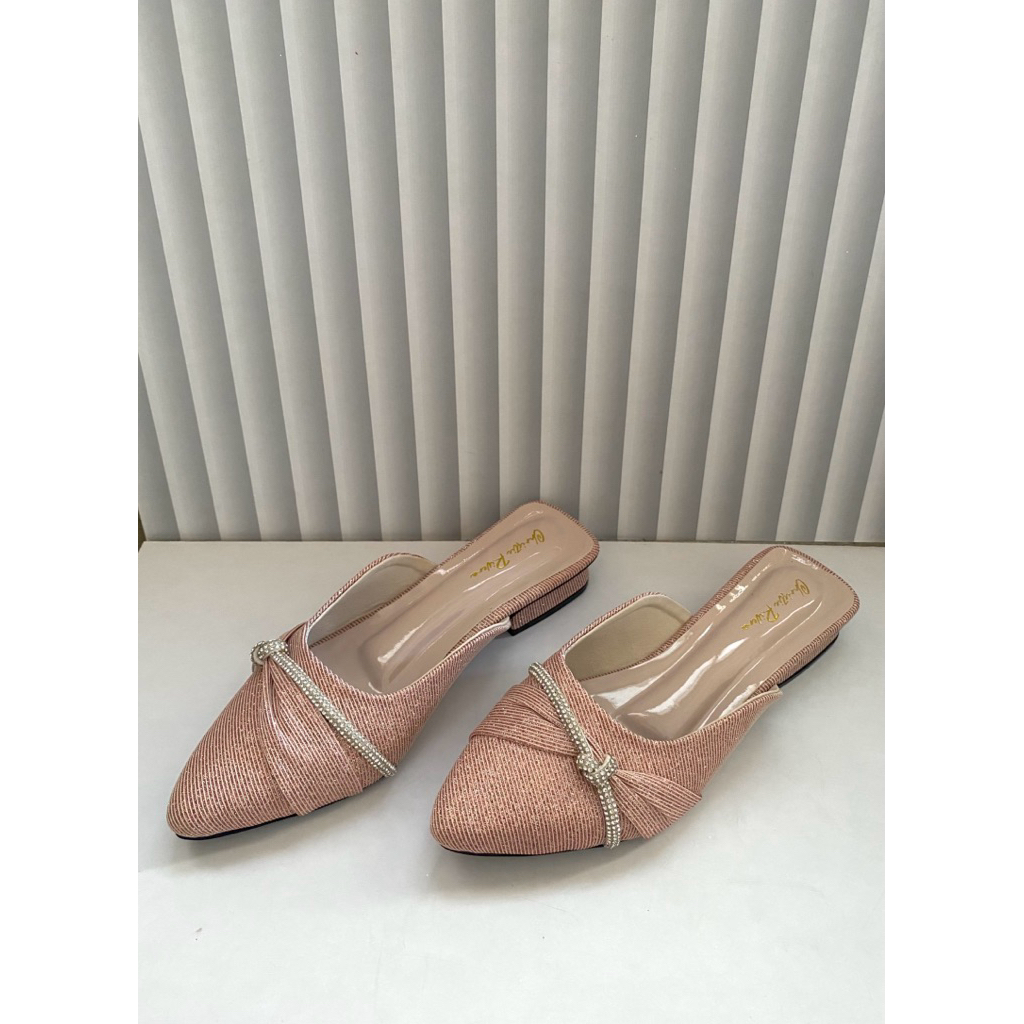 Sepatu pesta wanita / sepatu mules wanita gliter hak 3 cm terbaru