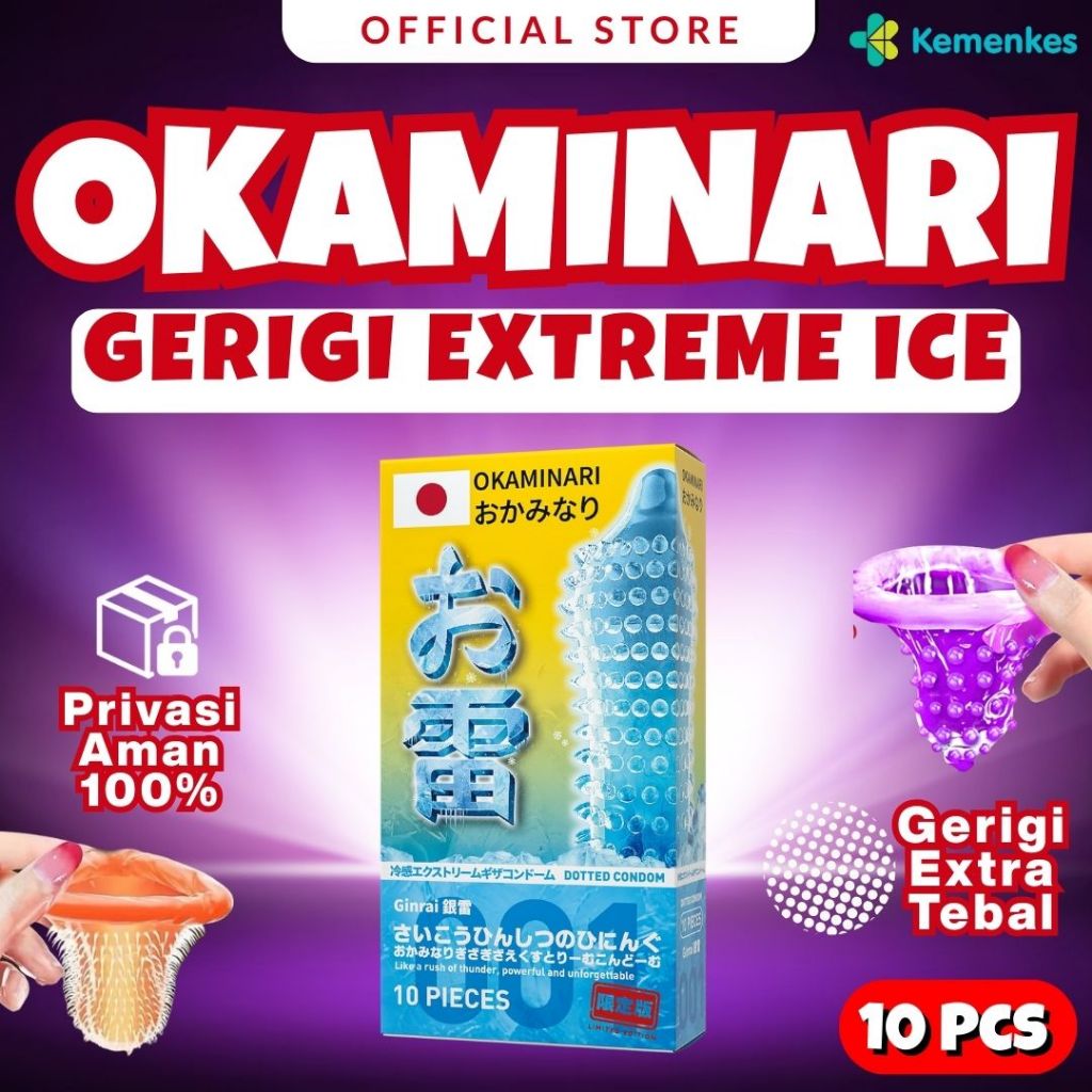 Kondom Okaminari Ginrai Extreme Gerigi Sensasi Ice – Box Isi 10 Pcs
