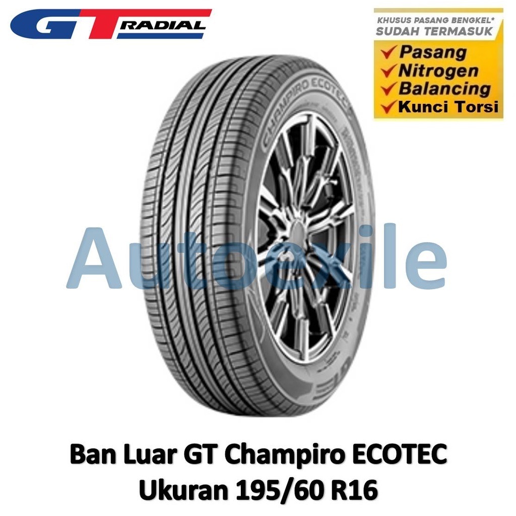 Ban Luar GT 195/60 R16 Champiro ECOTEC Tubeless Radial Nano Tech Ramah Lingkungan Mobil 195/60R16 Ri