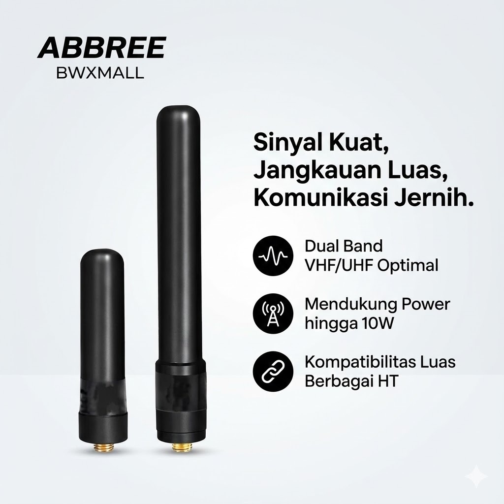 Antena Walkie Talkie Dual Band ABBREE AR-806 Universal Baofeng Sinyal Kuat 10W
