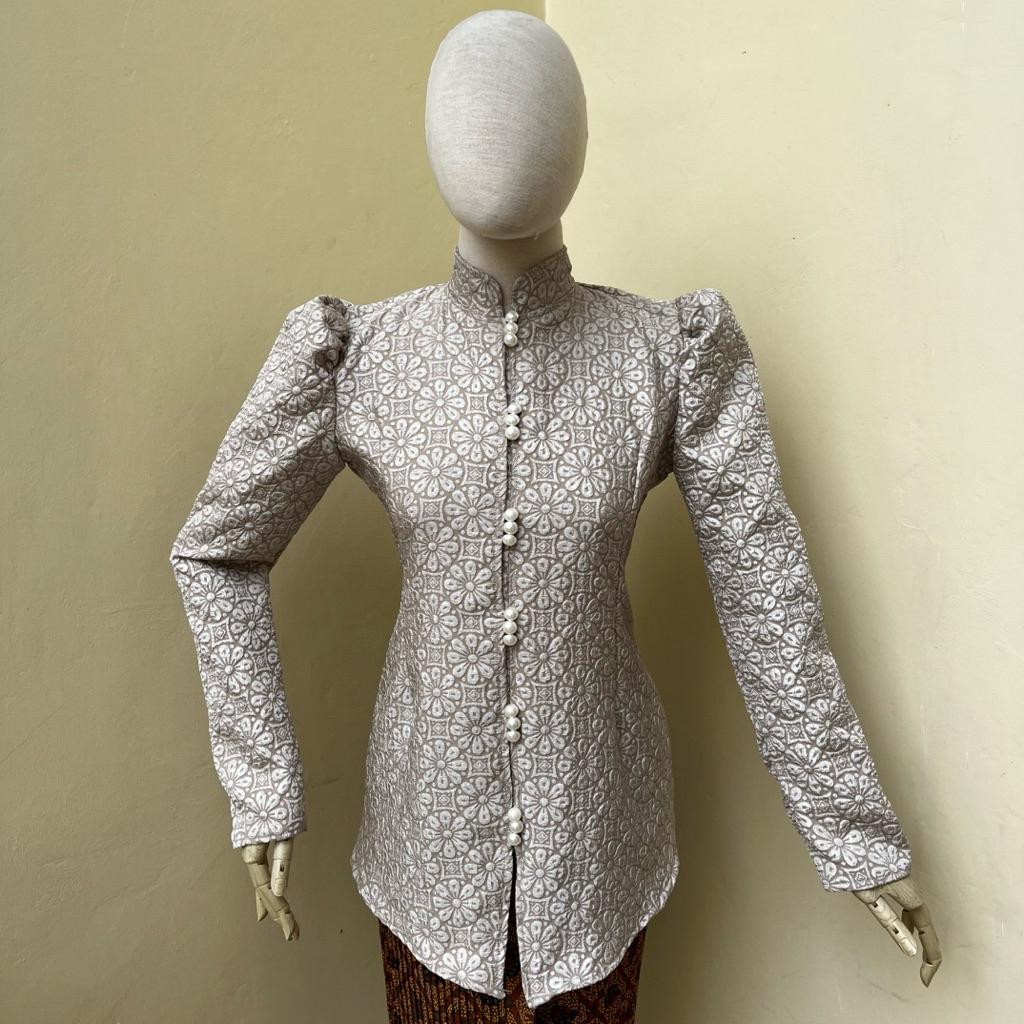 Kebaya Modern Motif Bunga Timbul Jacquard | Kebaya Jaguard | Kebaya Wisuda | Kebaya Kondangan