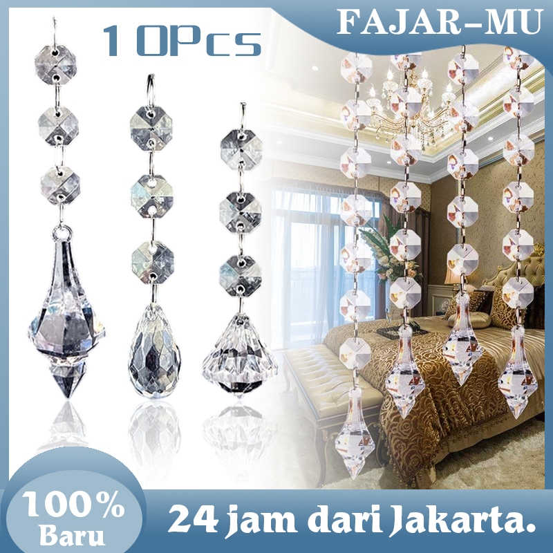 Isi10 Tirai Manik Kristal Akrilik Tirai Manik Kristal Kaca Tirai Crystal Mengkilap