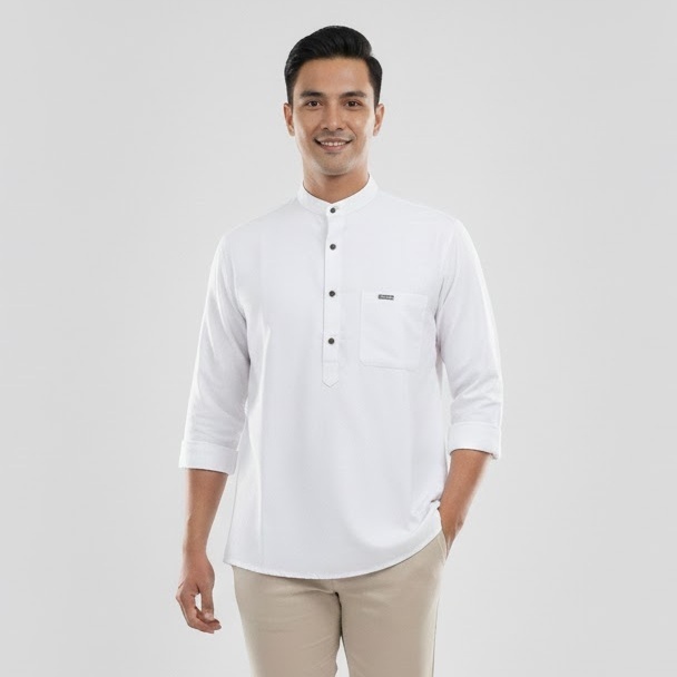 My Man Baju Muslim Kurta Lengan Tiga Perempat Pria Produk Sale Putih