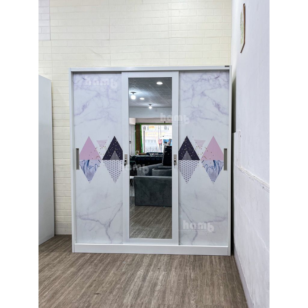 Lemari besi 3 pintu plat full 160x185cm/lemari besi 3 pintu plat/lemari full besi/lemari pakaian bah