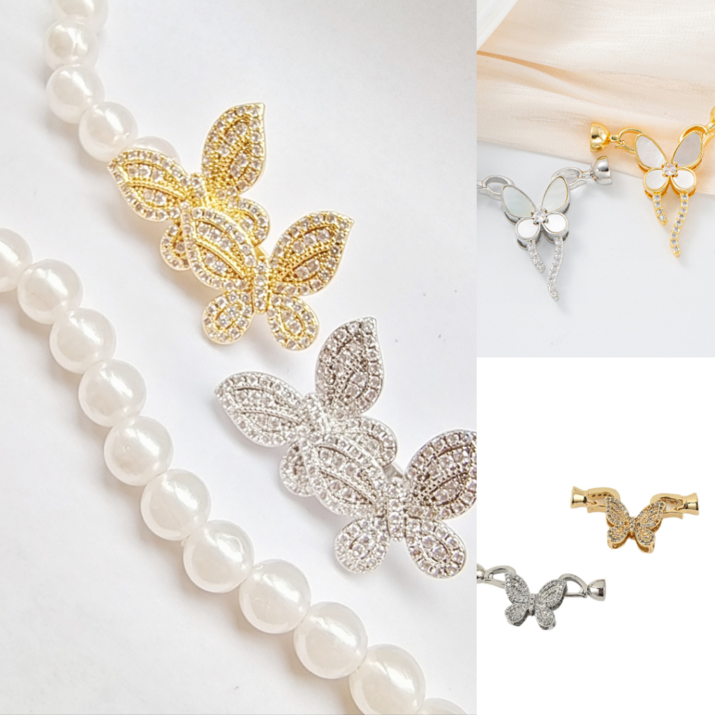 Kaitan Tembaga Lapis Emas 18K, Kaitan Kalung, Kaitan kalung Mutiara, Aksesoris Kalung Mutiara