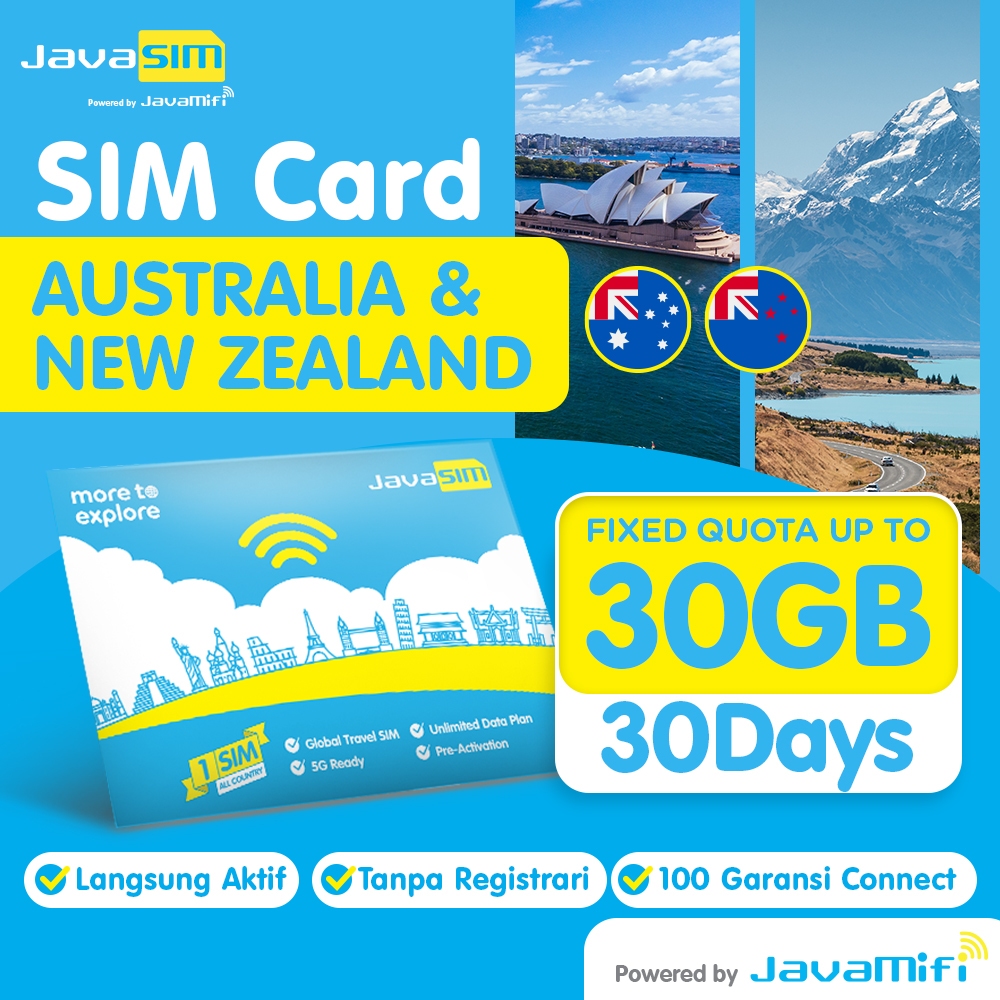 JavaMifi SIM Card Australia, New Zealand Fixed Quota