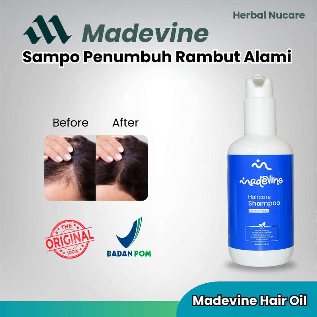 Madevine Shampoo Penumbuh Rambut Alami | Sudah Terdaftar BPOM