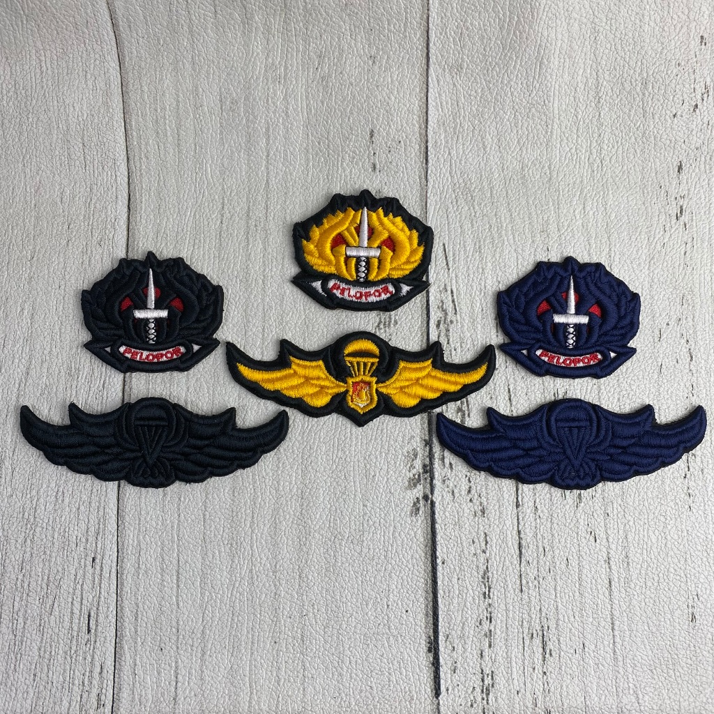 Atribut BRIMOB TIMBUL TEBAL Bet WINGS PARA BRIMOB Bordir PELOPOR TERJUN BRIMOB Set WINGS dan PELOPOR