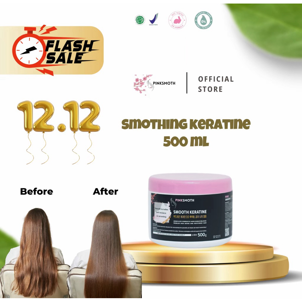 BPOM Pinksmoth Keratine 500 gram Pelurus Rambut Meluruskan Keriting Ikal Bergelombang Tanpa Catok Ke