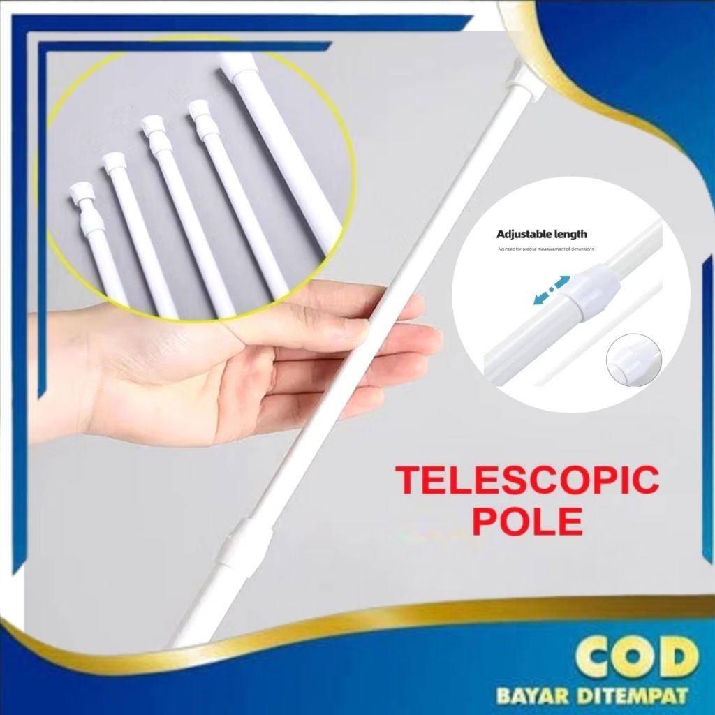 Tiang Fleksibel Tiang Gorden Kolong Dapur Tiang Tanpa Paku Tiang Serbaguna untuk Gorden Lemari Dapur