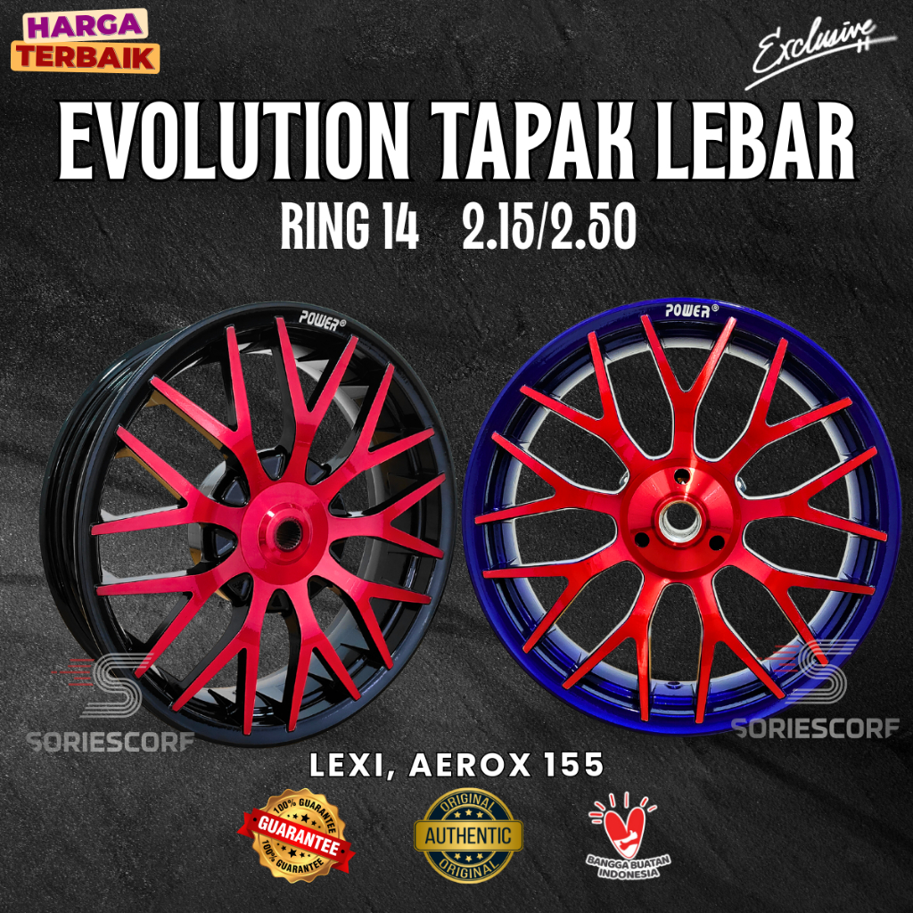 VELG AEROX LEXI EVOLUTION POWER TAPAK LEBAR RING 14