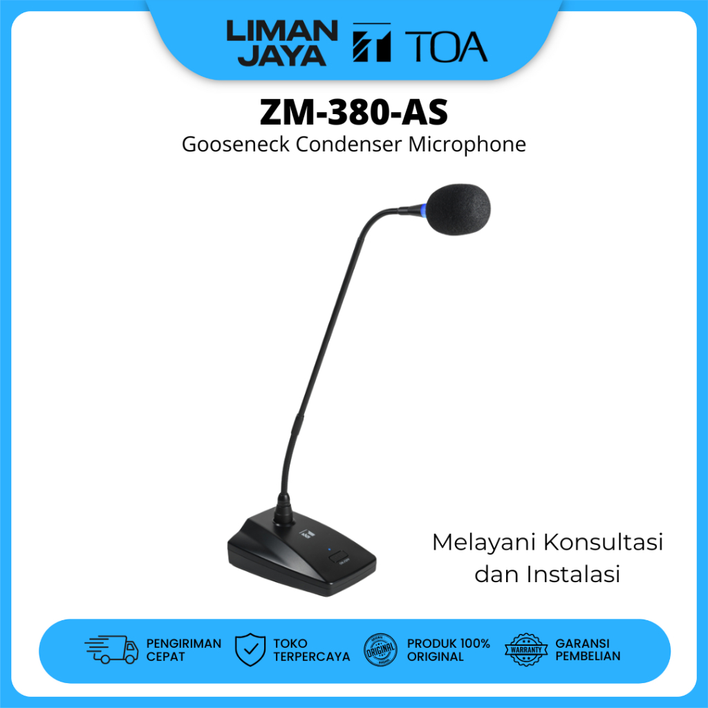 TOA ZM-380-AS ZM380AS ZM380 Mic Mimbar Podium Meja Pidato Gooseneck Condenser Microphone Phantom