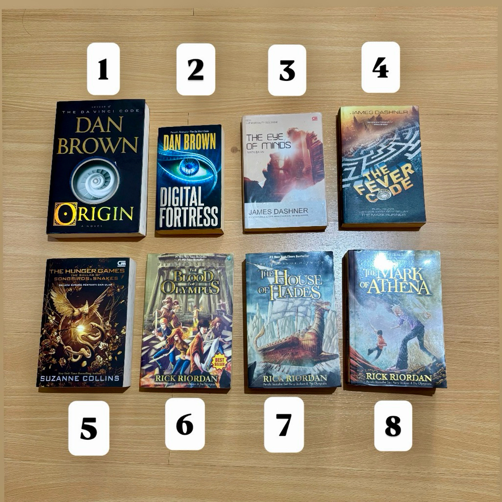 Preloved book buku indo/Dan Brown/Suzanne Collins/James Dashner/Rick Riordan