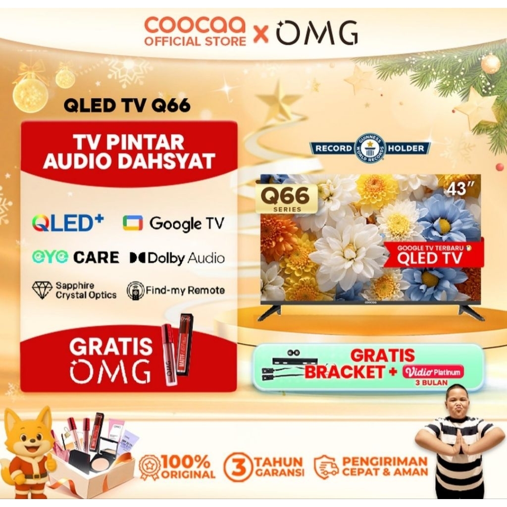 COOCAA 43Q66 QLED TV 43 inch Digital Smart Google Full HD 2K TV Free Bracket