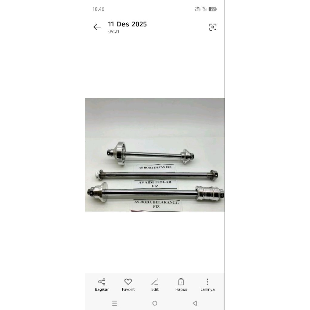 * As Roda Depan belakang set As Tengah Arm Fiz R Vega Jupiter Z Boshing bos tromol depan belakang Fi