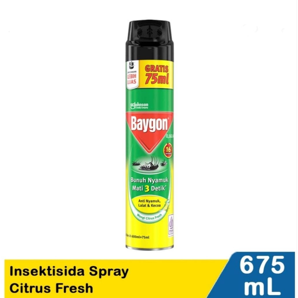 Baygon Aerosol 675ml Citrus Fresh // Baygon Semprot 675ml wangi Flower Garden // Baygon Semprot Flow