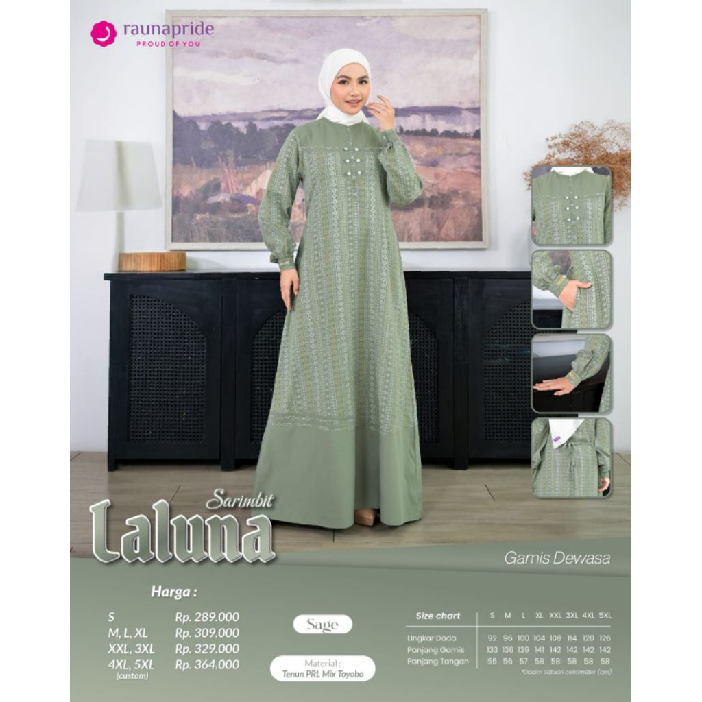 GAMIS DEWASA SARIMBIT LALUNA BY RAUNA, SARIMBIT LALUNA BY RAUNA GAMIS DEWASA