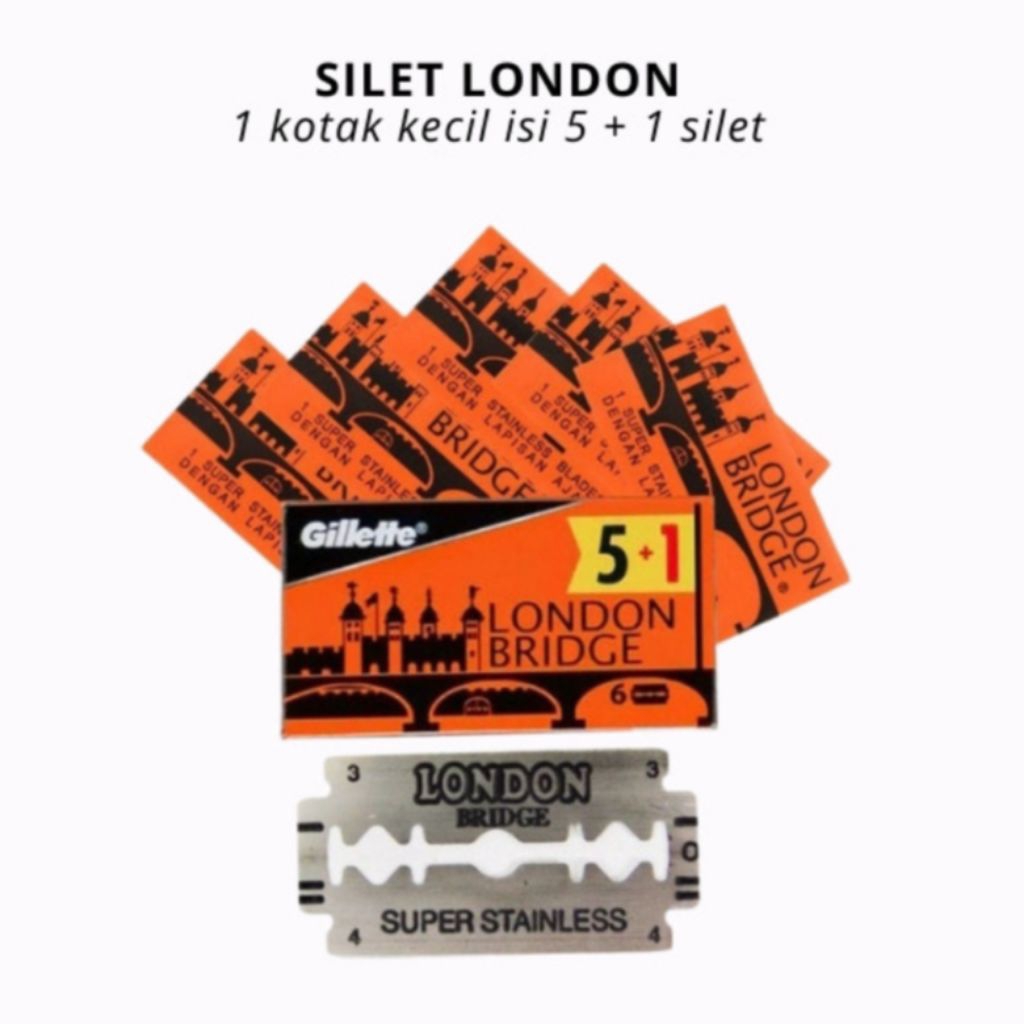 Silet / Gillette London Bridge Isi 5+1 Terbaru Ecer Tajam Asli