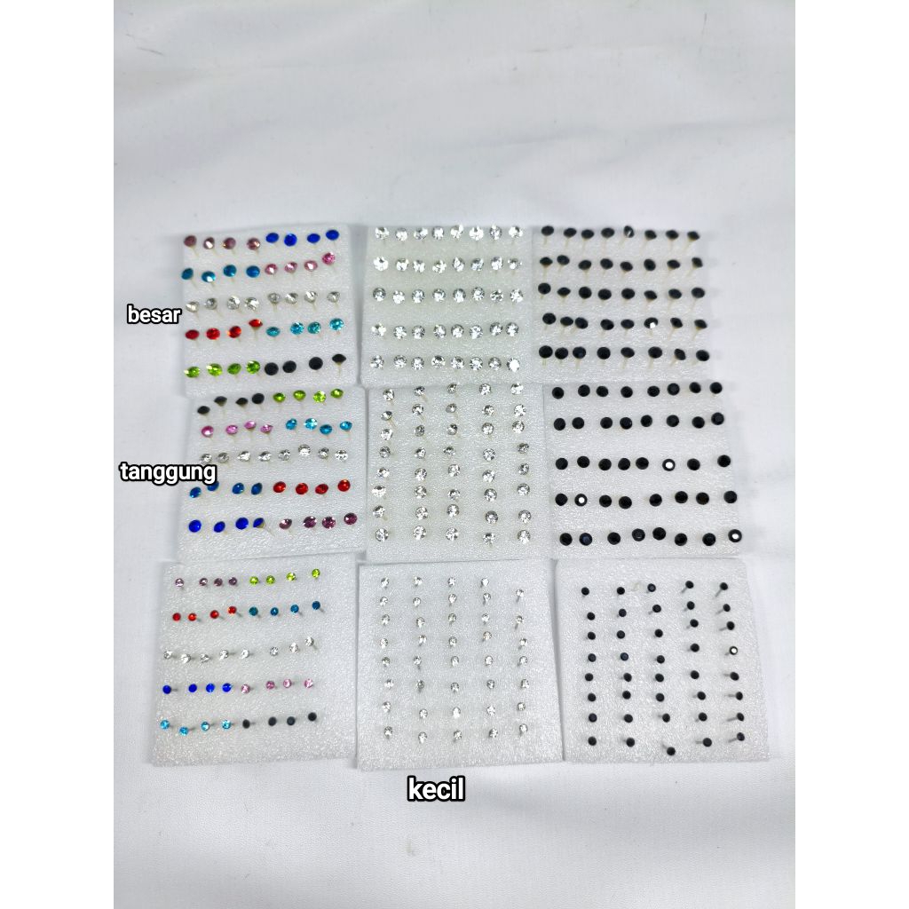 20pasang anting mata tusuk plastik anting mata box anting kristal ceko anting korea  tusuk plastik