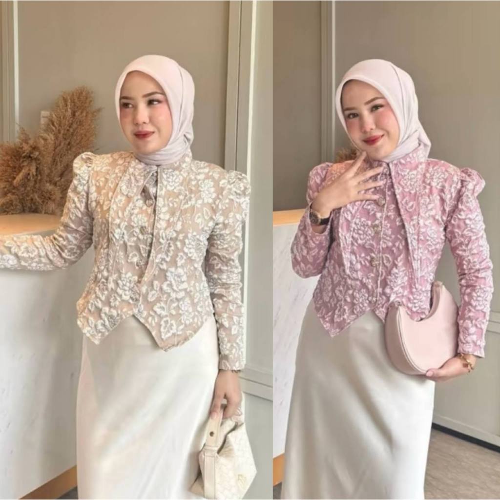 Flower Blouse Long Sleeve - Blazer Wanita Korean Look - Atasan Wanita Kondangan Bussines Casual Tren