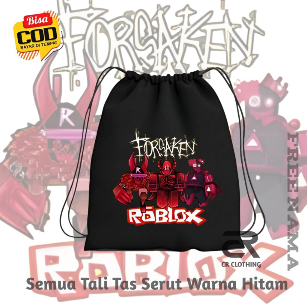 TAS SERUT STRING BAG FORSAKEN ROBLOX Unisex / Tas Anak Laki Laki Perempuan / Tas Serbaguna Nyaman Un