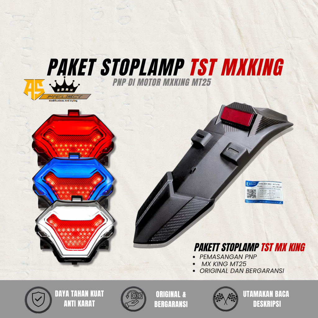 STOPLAMP TST MX KING FREE SPAKBOR EXCITER ORIGINAL STOPLAMP 3 IN 1 WARNA BIRU MERAH DAN PUTIH