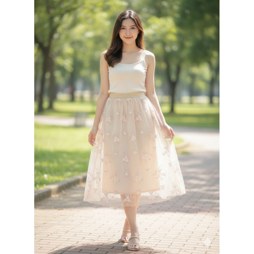 Rok Tutu 7/8 motif bunga import premium