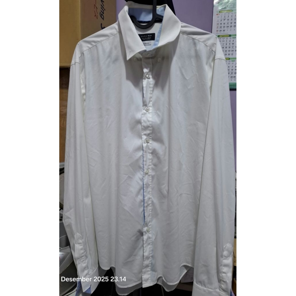 kemeja putih lengan panjang ZARA MAN slim fit
