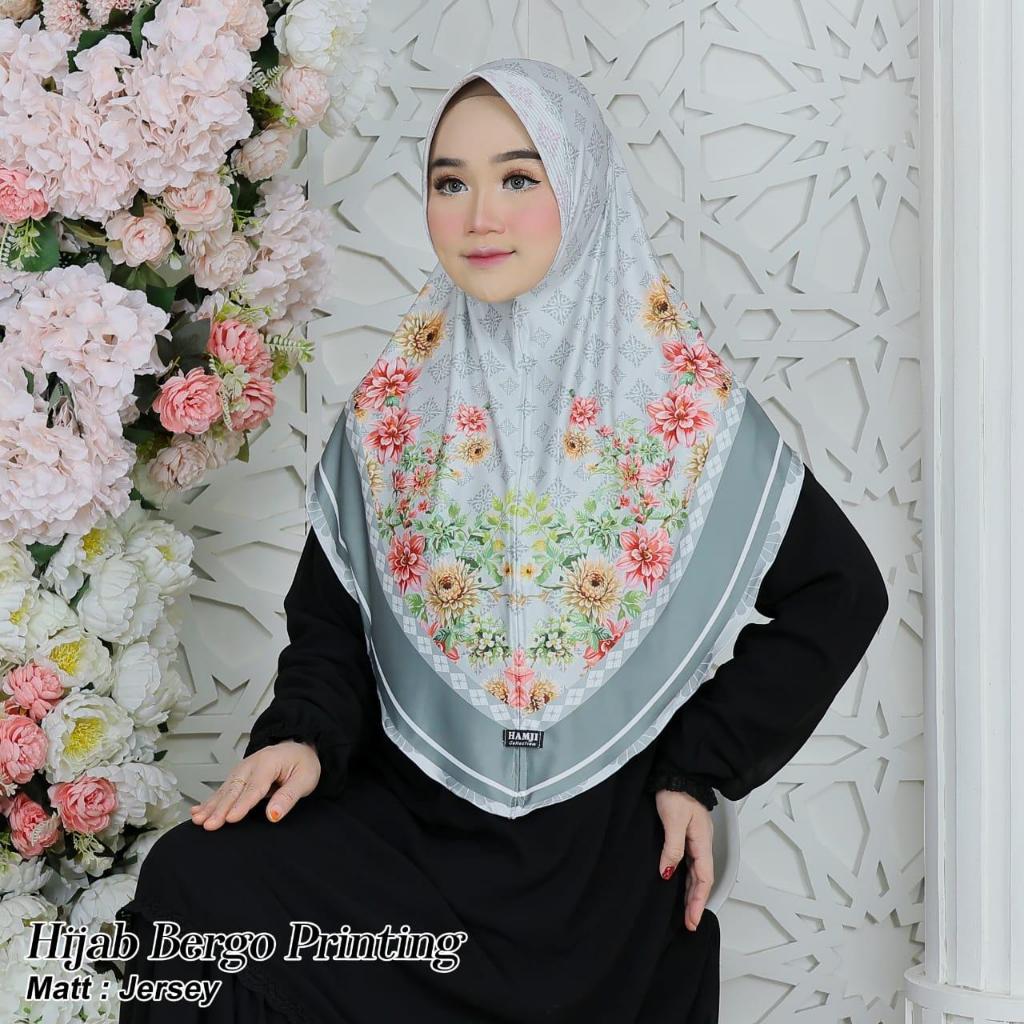 HIJAB ABU Jilbab Kerudung Instan Bergo Pet MOTIF PRINTING FLOW JERSEY PREMIUM